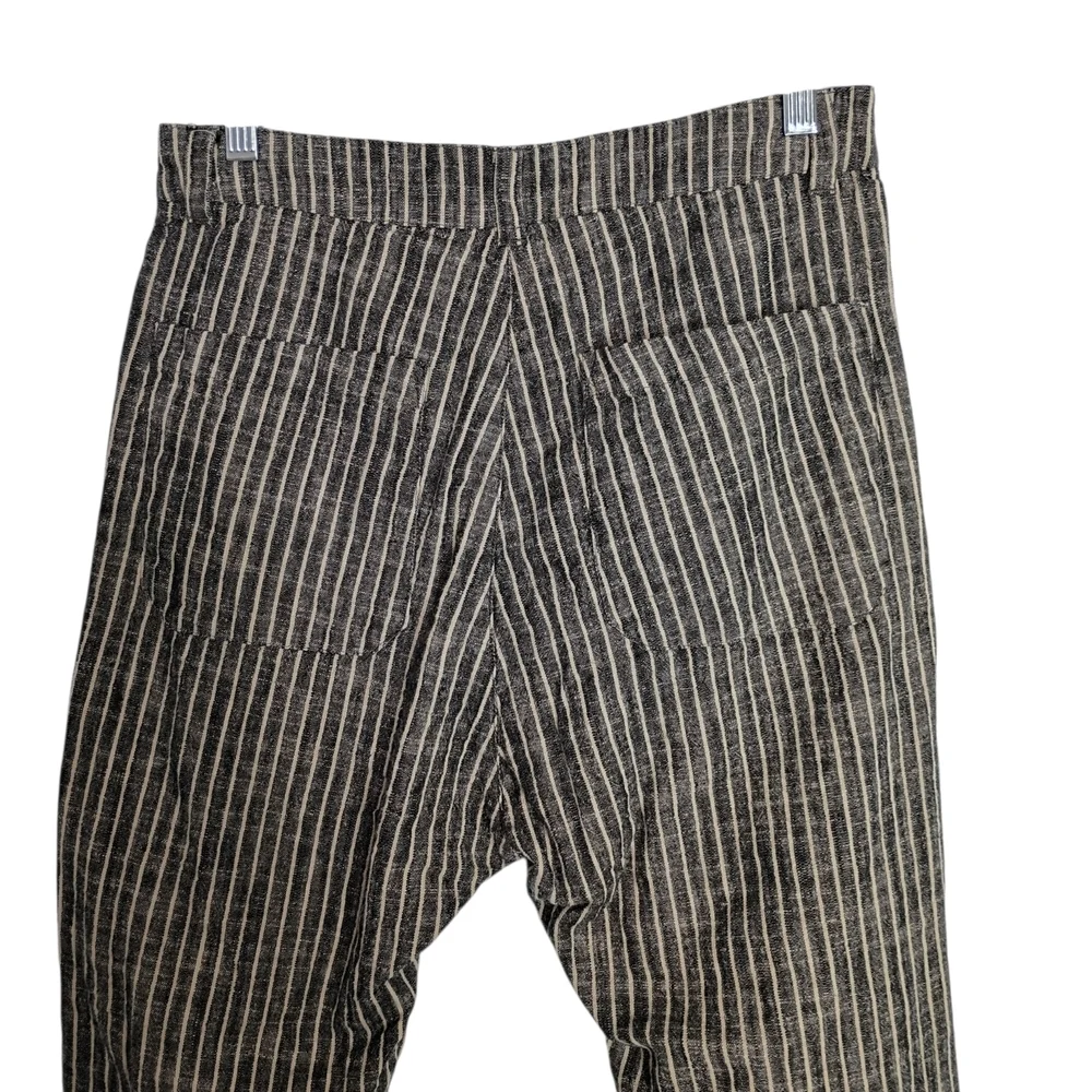 Zara - Striped High Rise Cropped Linen Blend Pants - Size 30